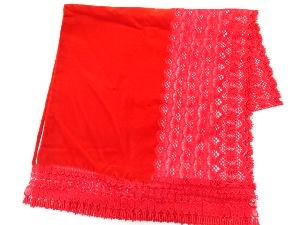 リサイクル　ビロードレース花模様ショール